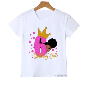  от 2 до 10 години за рождения ден на цифрова черно момиче графичен принт за деца, подарък за рожден ден на сладък костюм меланин черни тениски за момичета върховете