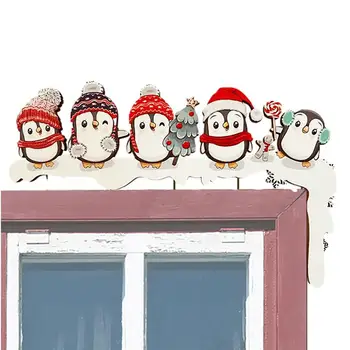  Рамка, Която Рамка Украса На Мебел За Коледа Дървена Елен На Дядо Коледа Пингвин Рамка, Която Рамка Декор Нестандартен Коледен Декор Врати