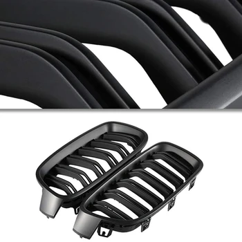  Решетка F30, предната решетка, предния капак за BMW 3 series F30 F31 F35 2012-2018 (двойна решетка с матово черна решетка, комплект от 2 теми)