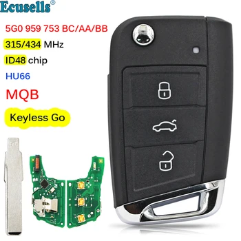  Система бесключевого достъп MQB Smart Remote Key 434 Mhz ID48 чип за Volkswagen VW Golf 7 Tiguan-2018 FCC: 5G0 959 753