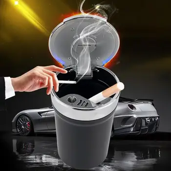  Тава за съхранение на пепел колата 2-в-1 с една кофа за боклук ABS с led подсветка Уникален тава за пепел за помещения