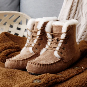  Топли зимни обувки от естествена кожа, дамски мокасини, лоферы за Мама, ежедневни обувки от естествена кожа върху плоска подметка, дебела вълнена дамски обувки за шофиране