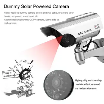  Фалшив Слънчевата Батерия Фалшива Камера с Висока Моделиране ВИДЕОНАБЛЮДЕНИЕ Мигаща Led Червена Светлина Външен Монитор Водоустойчива Камера за Наблюдение