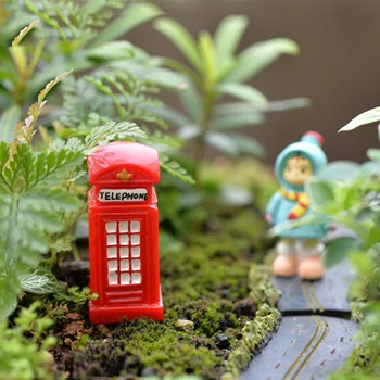  Червената Телефонна Будка Фигурка за украса на дома мини страхотна градина мультяшное Сграда статуя на миниатюрен модел на играчка от смола занаят TNB011